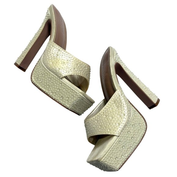 SIMMI London Dionne Crowe Droplet Platform Mules in Ivory - Picture 1 of 9